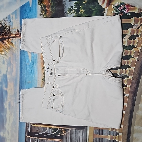 Re/Done Vintage White Worn Raw Distressed Hem 5 Button Jeans Size 29 - Picture 1 of 7